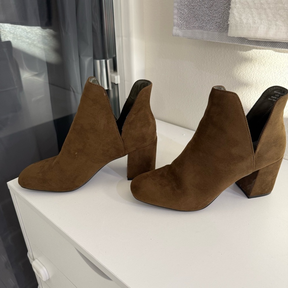 Olive Green Suede Ankle Boots